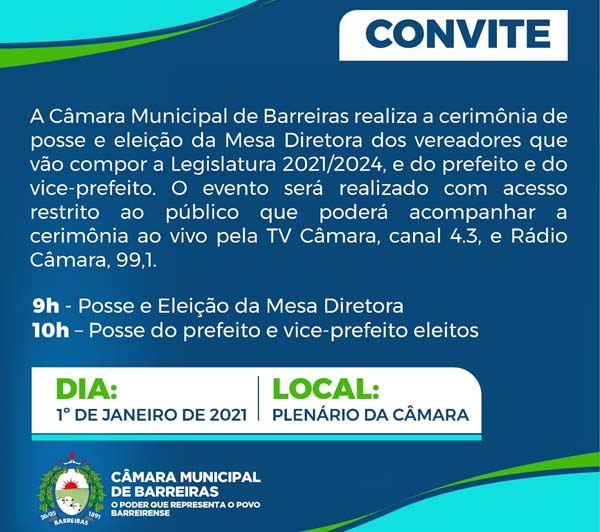 Cerimônia de posse Vereadores, prefeito e vice-prefeito de Barreiras ...